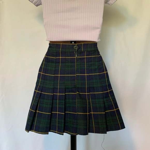 Aay ou ag brand blue green plaid, pleated, skater, School Girl, Skort, xsmall - Picture 2 of 8